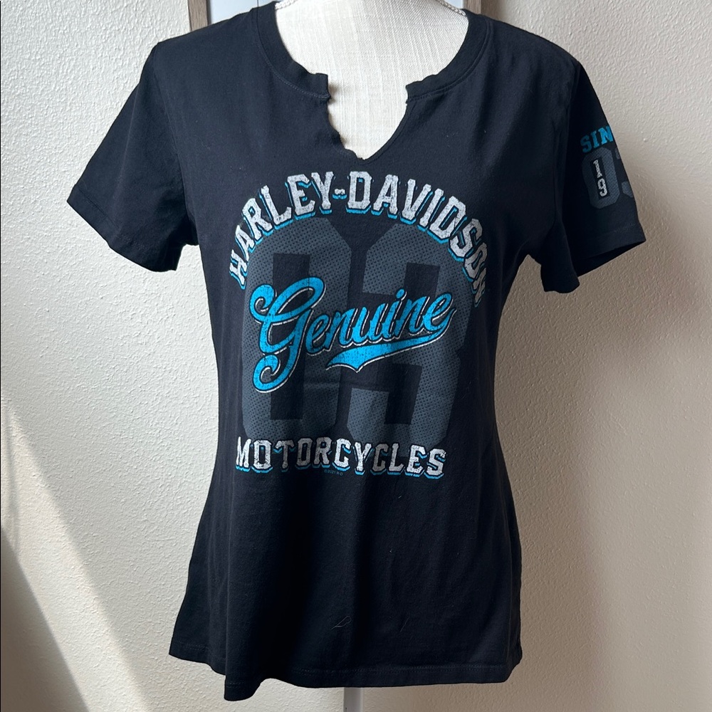 Harley-Davidson El Paso, TX Black Tee with Teal and White Graphic Size L